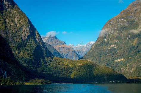 Landscape Of High Mountain Glacier At Milford Sound With A