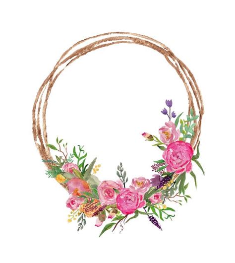 Watercolor Wreath Clipart Pink Flowers Wreath With Peonies Etsy Australia