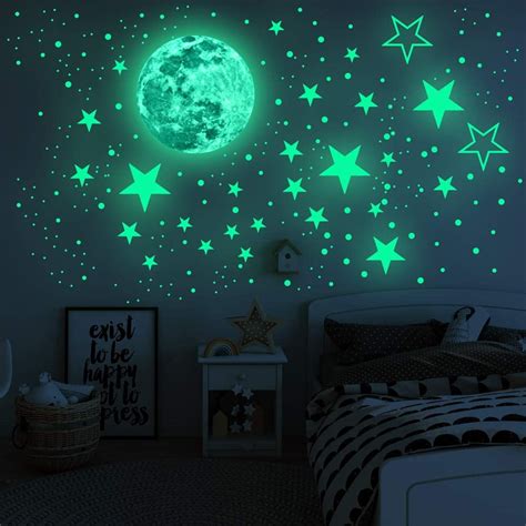 glow in the dark stickers 435 pcs luminous moon dots stars wall ceiling decal murals home