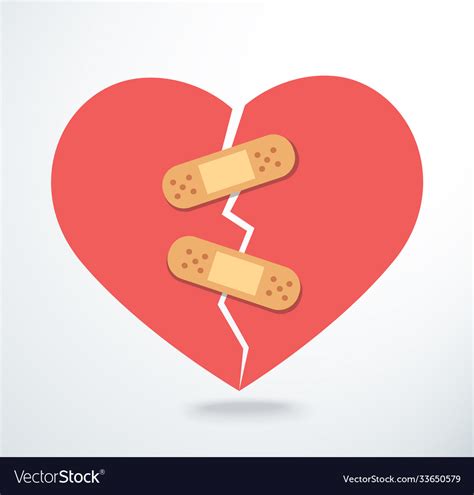 Sticking Plaster On Broken Heart Icon Royalty Free Vector