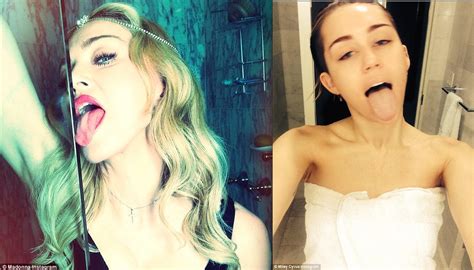 Madonna Copies Miley Cyrus As She Sticks Her Tongue Out And Poses With