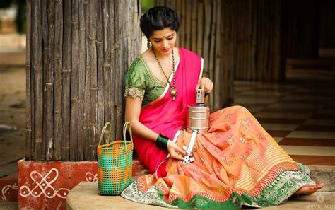 Bollywood Actress Saree Collections Bhargavi Kunam Vintage Half Saree Fashion