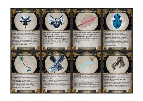 Magic Item Cards For Chapter 1 Ten Towns 8 New Frosty Magic Items