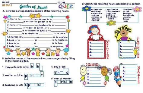 Gender Of Nouns Worksheets For Grade 1 Pdf Worksheets