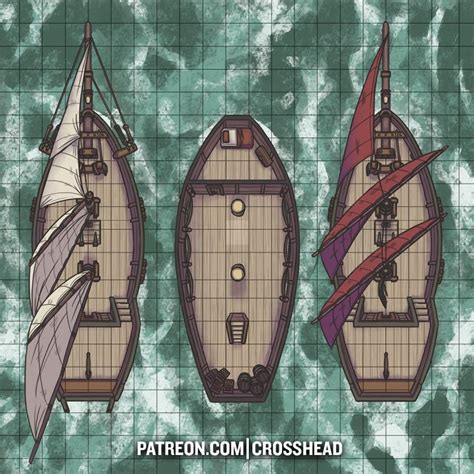 Crossheadstudios Schooner Ship Battlemap For Dandd Dungeons And Dragons