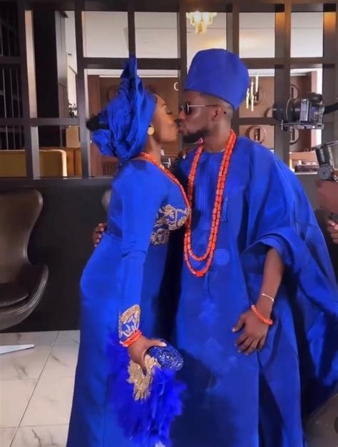 Royal Blue Asooke Couples Outfit Agbada Suit Mens Clothing Etsy