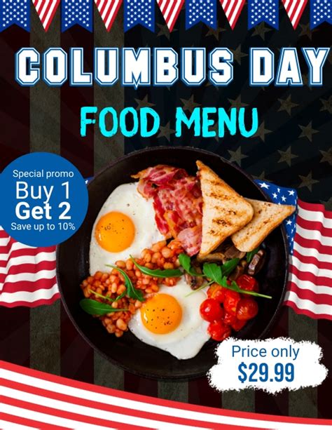 Copy Of Columbus Day Food Menu Postermywall