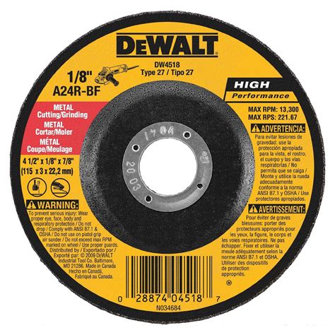 Dewalt 4 ½” X 18” X 78” Flat Metal Cutting Disc Dni Trinidad
