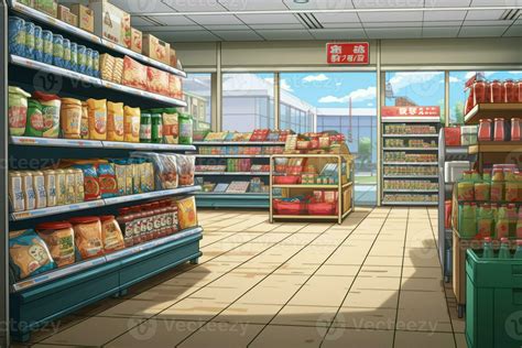 Supermarket Indoor Anime Visual Novel Game Generate Ai 27736450 Stock
