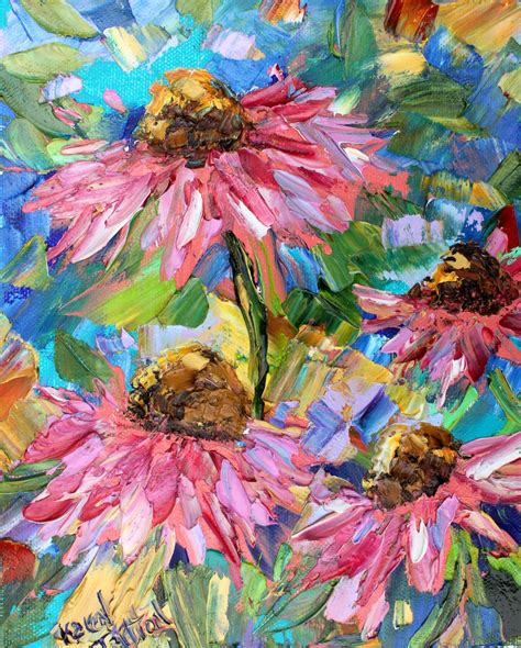 Pink Flower Painting Original Oil Abstract Impressionism Fine Art