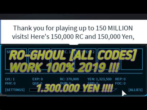 This code will give you 100,000 rc and 100,000 yen! Roblox Ro Ghoul New Codes 2019 | Get Robux Easily
