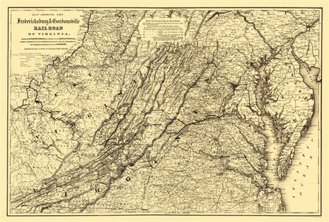 Old Railroad Maps Fredericksburg And Gordonsville Railroad Of Virginia