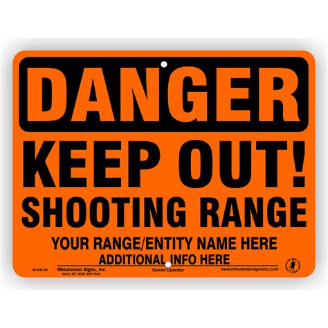 Orange Danger Keep Out Shooting Range Self Supporting Sign No