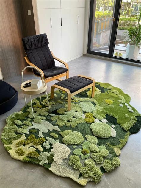 3d Tufted Area Rugs Carpettundraforestmoss Rugartkids Etsy
