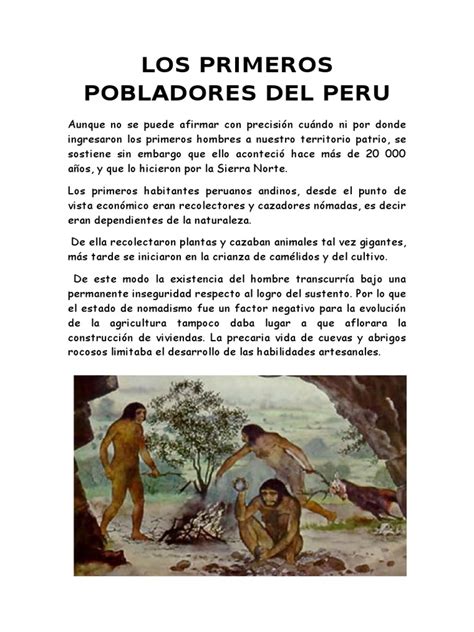 Los Primeros Pobladores Del Perú Perú Imperio Inca