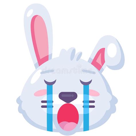Rabbit Crying Expression Cute Funny Emoji Vector Stock Vector