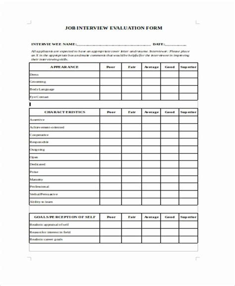 Employee Interview Evaluation Form Professionally Designed Templates