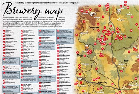 Map Of Every Brewery In The Midlands 2012 Great Food Club
