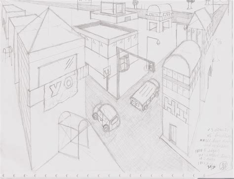Town Practice Two Point Perspective By Shadedinmisfit On Deviantart
