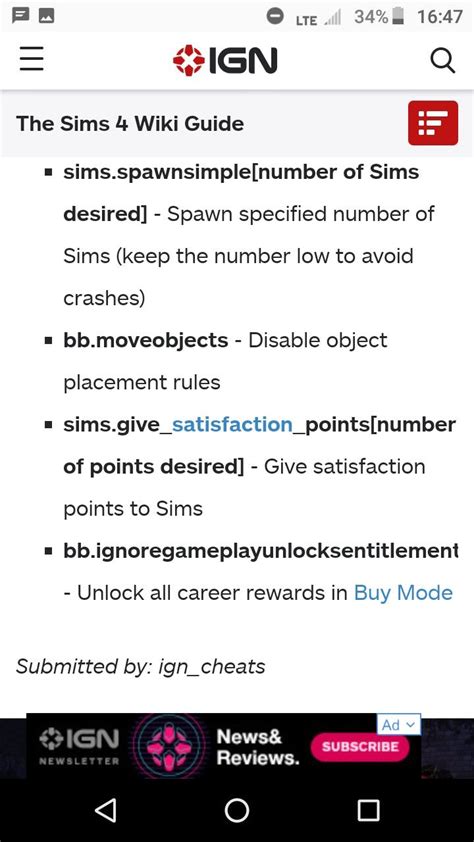 Sims 4 Cheat Codes Searchnored