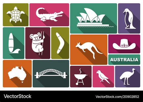 Australian Icons Royalty Free Vector Image Vectorstock