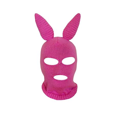 Bunny Pink Ski Mask Balaclava For Woman Handmade 3 Hole Etsy