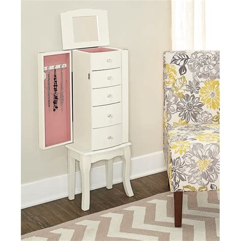 Penelope Mirrored White Standing Jewelry Armoire Overstock 9458684