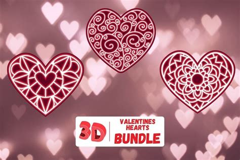 3D Hearts SVG Bundle | Valentines Day Cricut | Multilayered