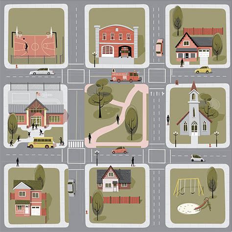 Aerial View Of Neighborhood Illustrations Royalty Free Vector Graphics