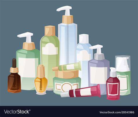 Bottles Cosmetic Cosmetology Lotion Makeup Vector Image