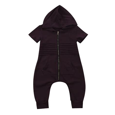 Casual Toddler Baby Boys Hooded Zipper Romper Jumpsuit Playsuit Outfits