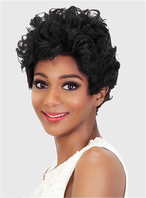 Black Color Short Curly Synthetic Capless Wigs For Black Women Hair