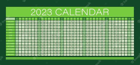 Premium Vector 2023 Year Wall Calendar Green Color Full Editable