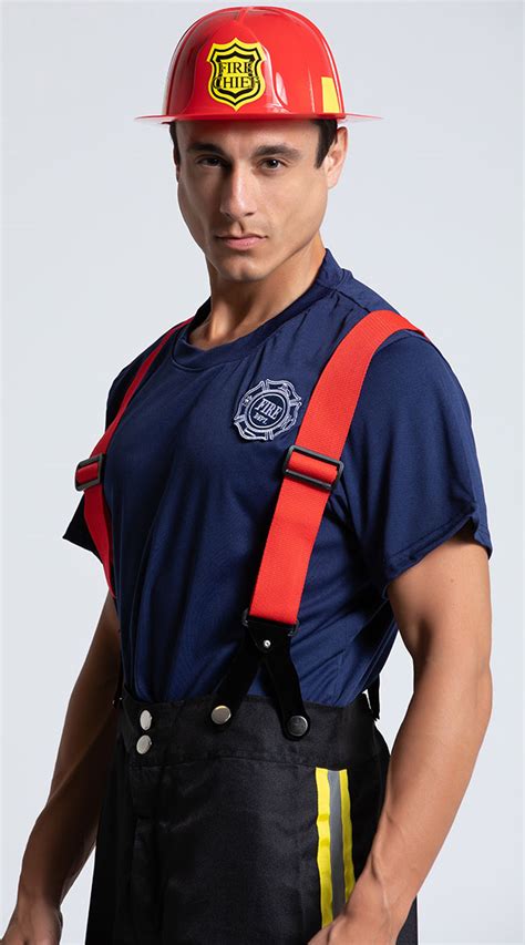 Mens Firefighter Costume Mens Fire Captain Costume Male Fire Fighter