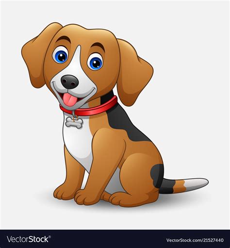 Cute Dog Cartoon Sitting Isolated On White Vector Image