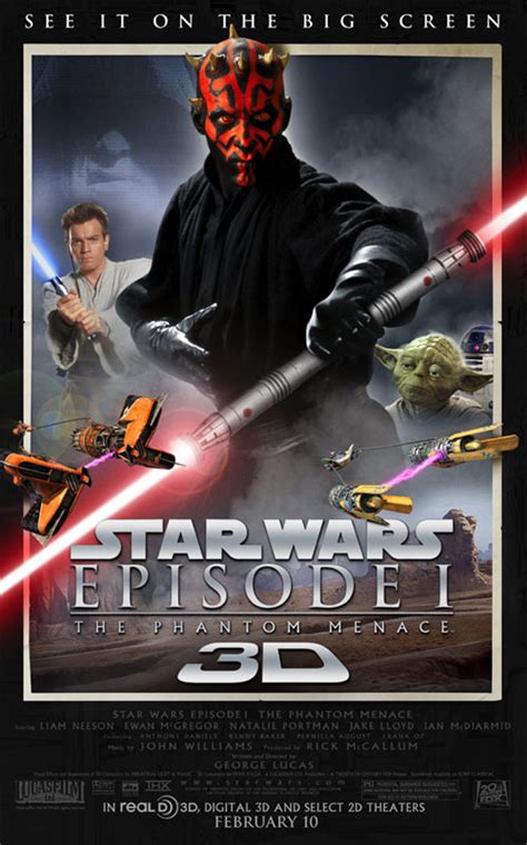 Star Wars Phantom Menace 3d Re Release Poster