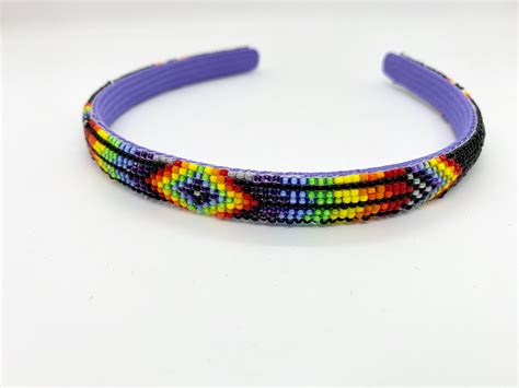 Native American Beaded Headband Rainbow Handmade