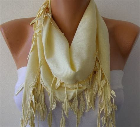 light yellow leaves pashmina scarf easter shawl cowl