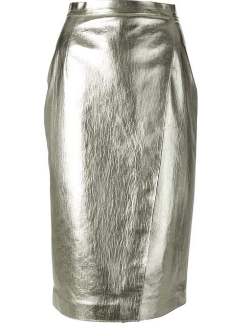 Msgm Metallic Pencil Skirt Smets Skirts Skirt