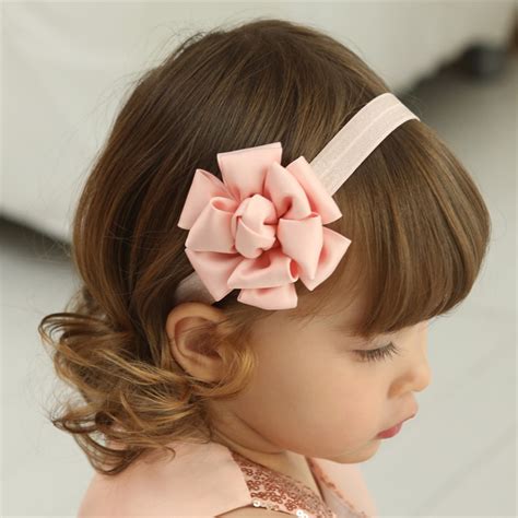 Baby Fashion Flower Headband Pink Ribbon Hair Bands Handmade Diy
