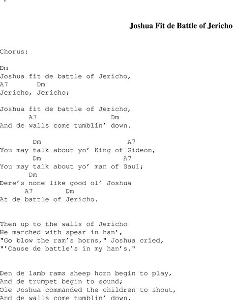 Joshu Fit The Battle Of Jericho Christian Gospel Song Lyrics And Chords