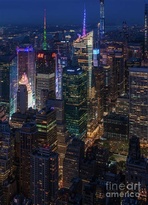 Night Lights New York City Times Square From Above Photograph By Mike Reid