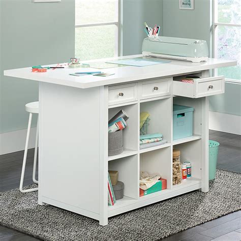 Sauder Craft Pro Work Table In Laminate White Nfm Craft Tables With