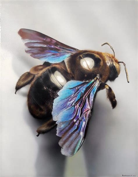 Bee Painting Animals Wall Art Realism Original Acrylic Etsy Uk