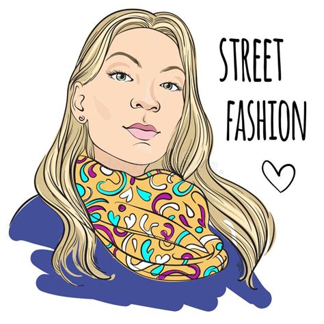 Fashion Girl Vector Portrait Hipster Style Street Fashion Beauty