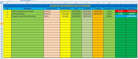 Planilha De Controle De Atividades Excel Simples