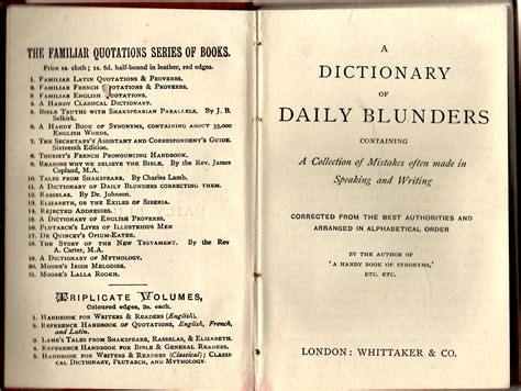 A Victorian Dictionary Of Blunders C 1888 Jot101