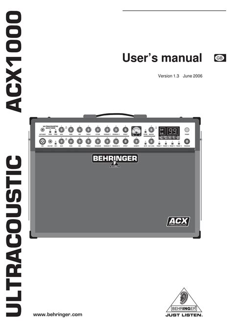 Behringer Ultracoustic Acx1000 User Manual Pdf Download Manualslib
