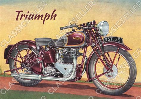 Triumph Tiger 100 Motorcycle 1939 500 Cc Ohv Twin Poster Picture