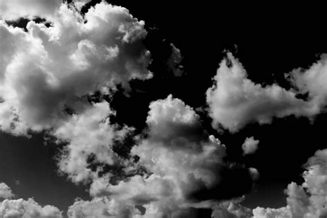 Clouds Black Background Isolated White Clouds On Black Sky Set Of